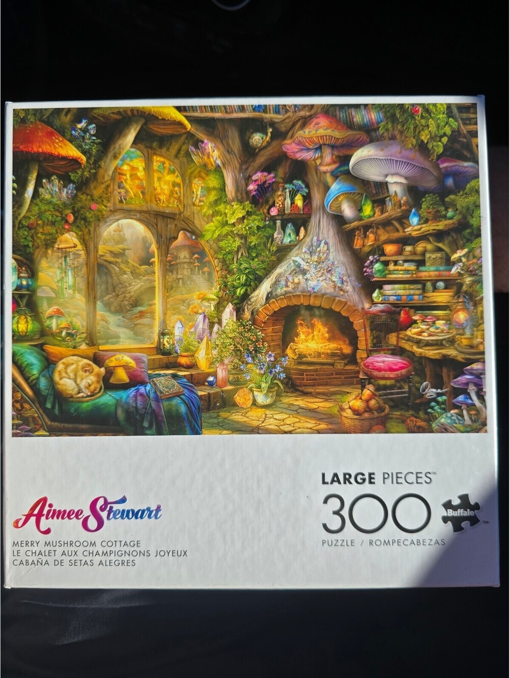 Buffalo Aimee Stewart Merry Mushroom Cottage 300 Pc Large Piece Puzzle Complete